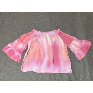 Unbranded Women's‎ XL Blouse Pink Tie Dye Bell Sleeve Off Shoulder